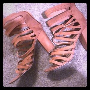 Pink strappy heels